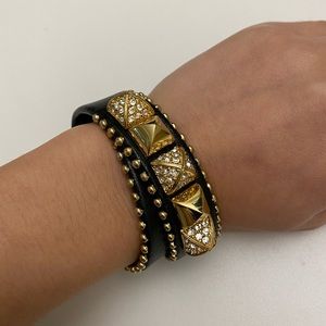 Rock studs black wrap bracelet
